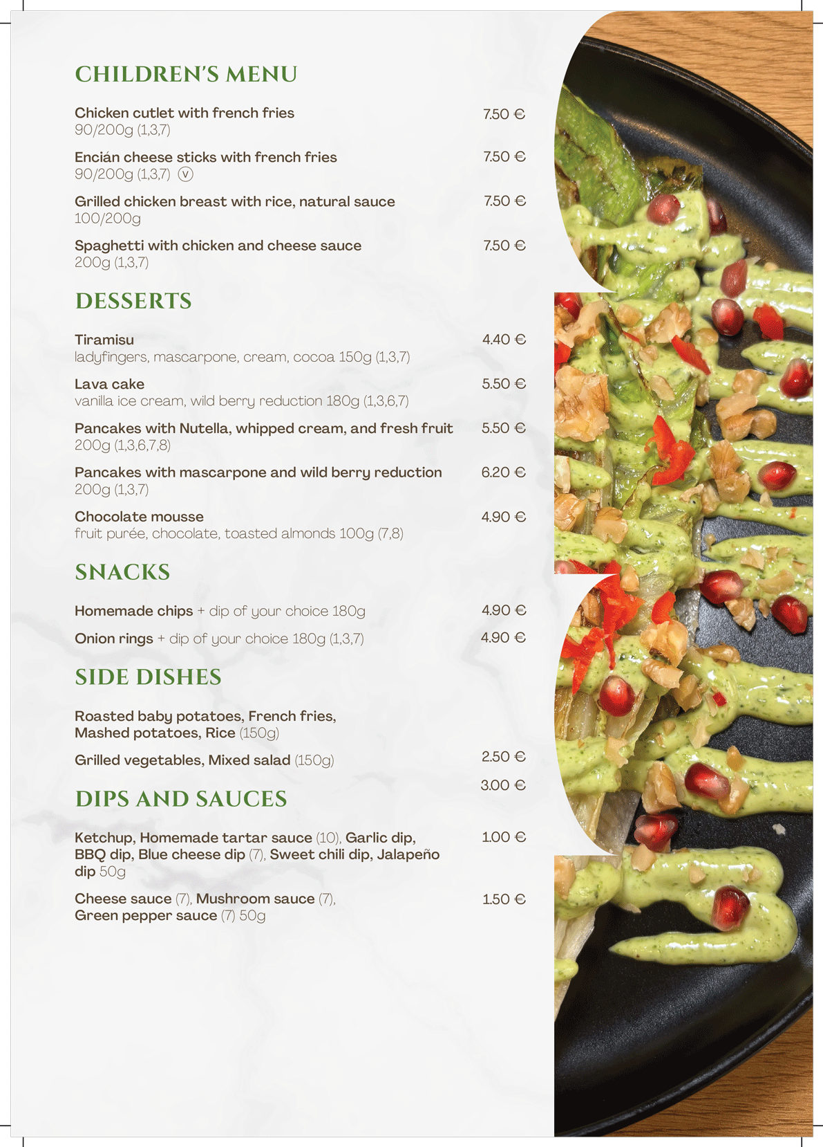 Green Garden menu — page 3