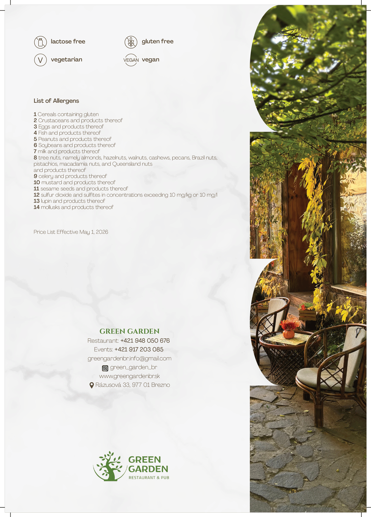 Green Garden menu — page 5